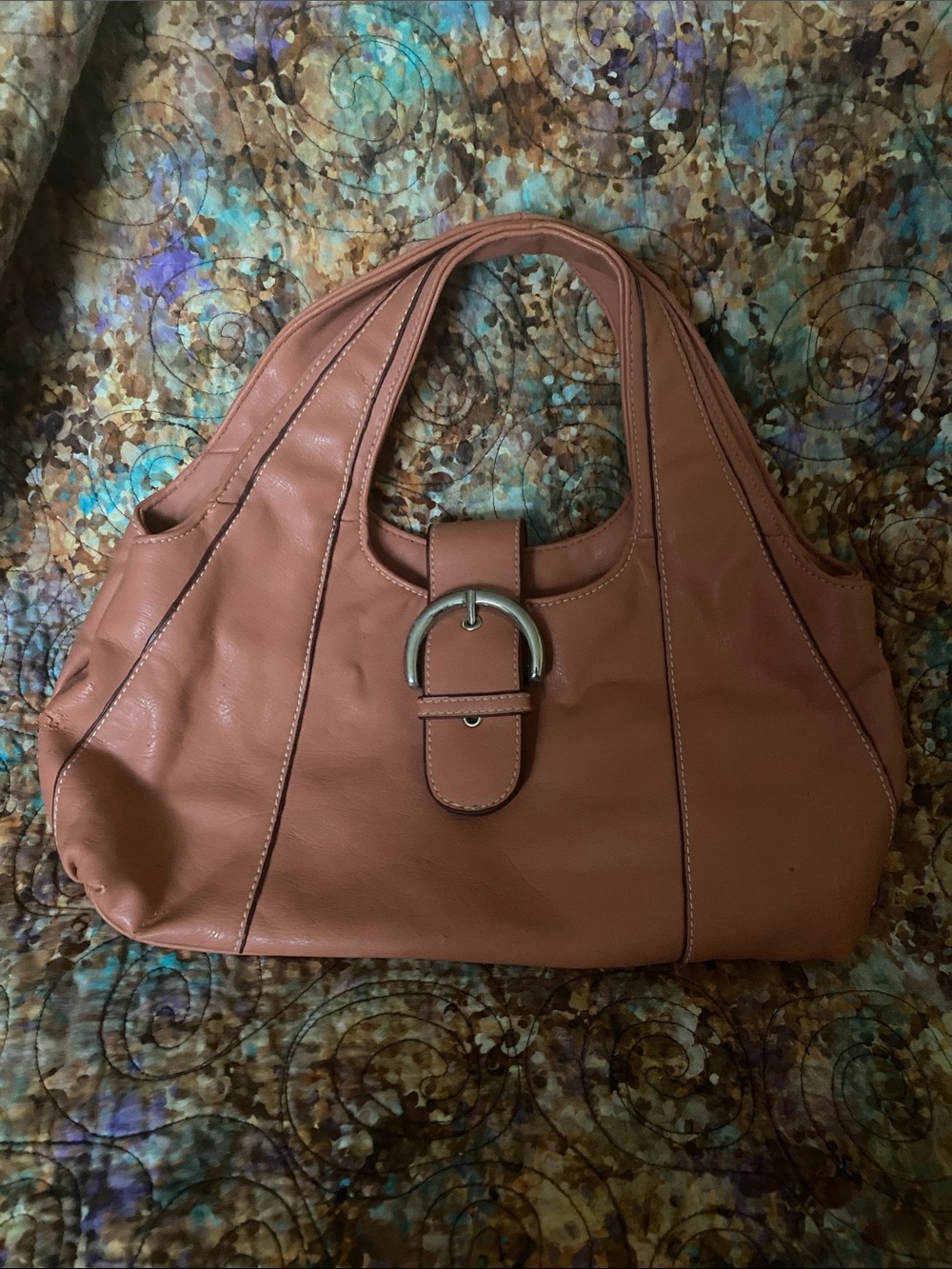 Sleek peach 🍑 Shoulder Bag with Buckle Accent